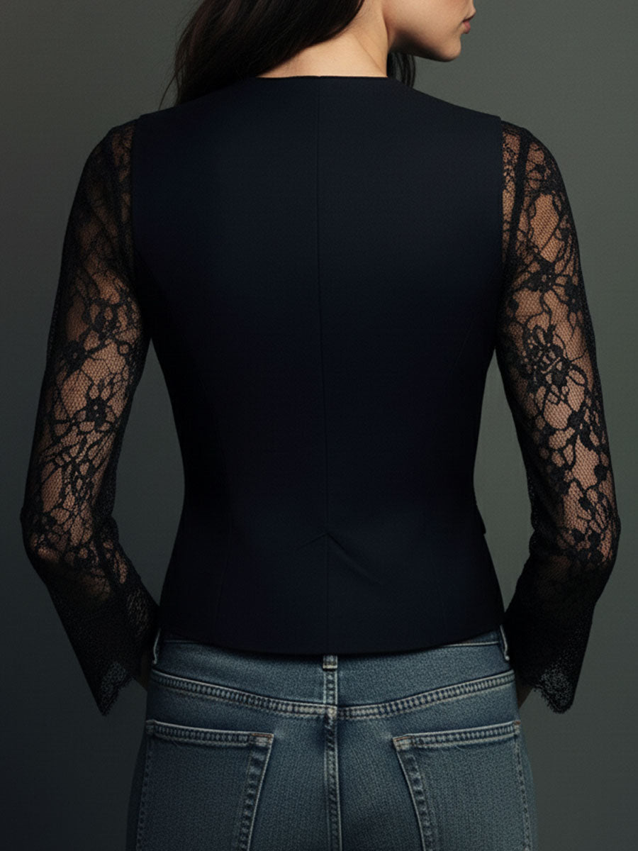 Noemí | Top estilo blazer con mangas semitransparentes