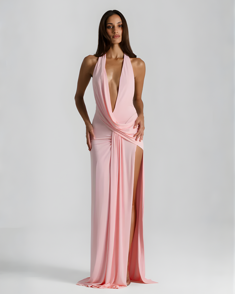 Mila • Vestido Maxi Sin Espalda con Cuello Halter