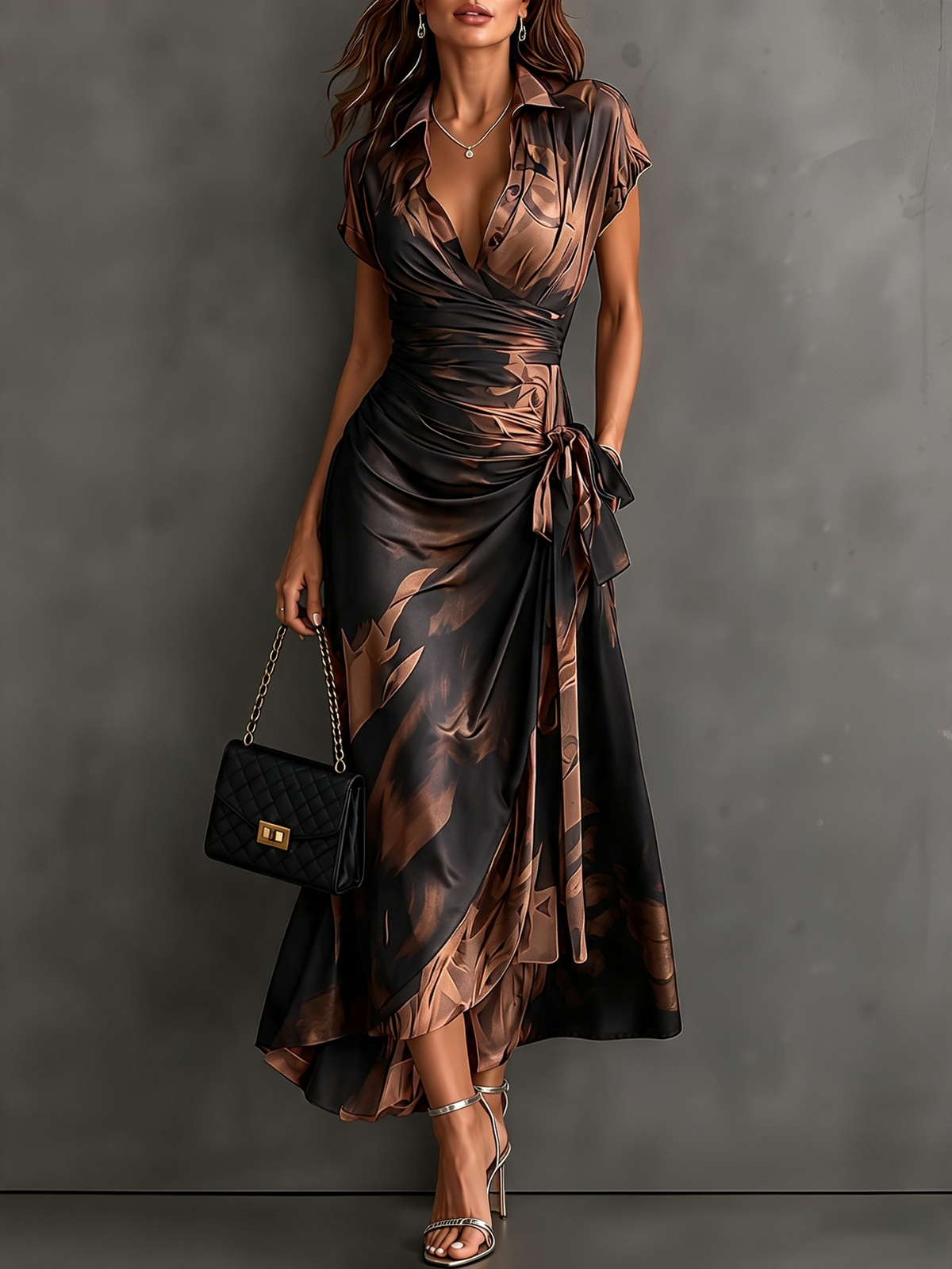 Andréa – Vestido largo cruzado