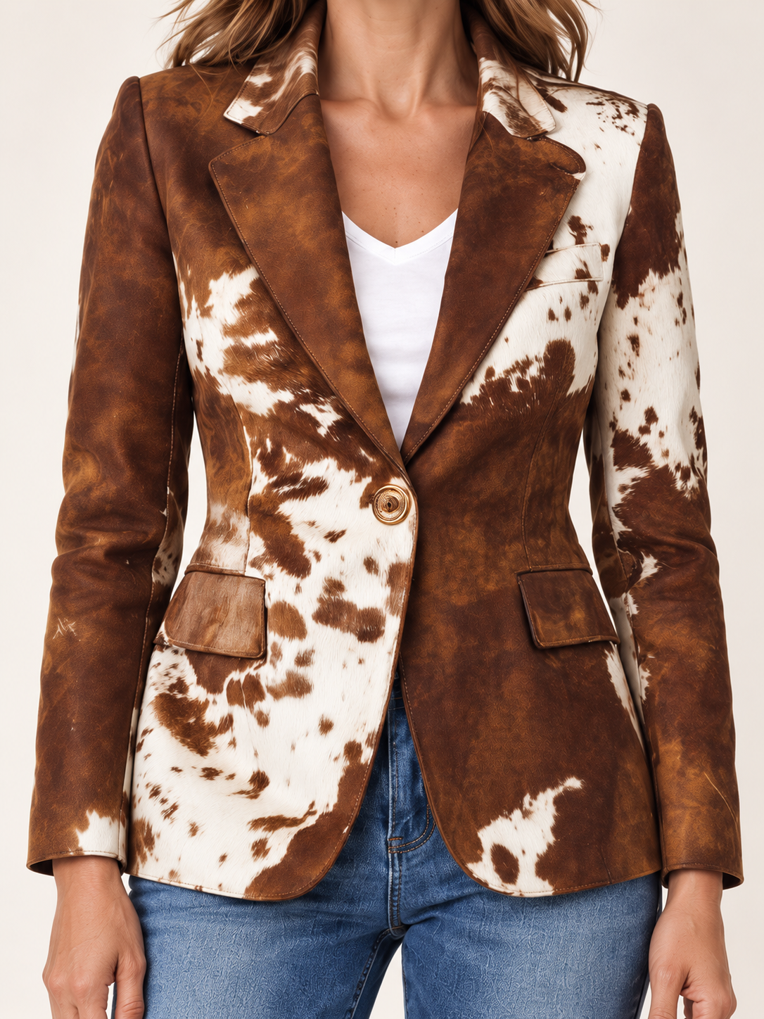 Ágata | Blazer vintage con estampado de vaca