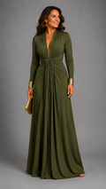 Vimmer | Vestido Maxi Elegante de Escote Profundo y Caída Fluida.