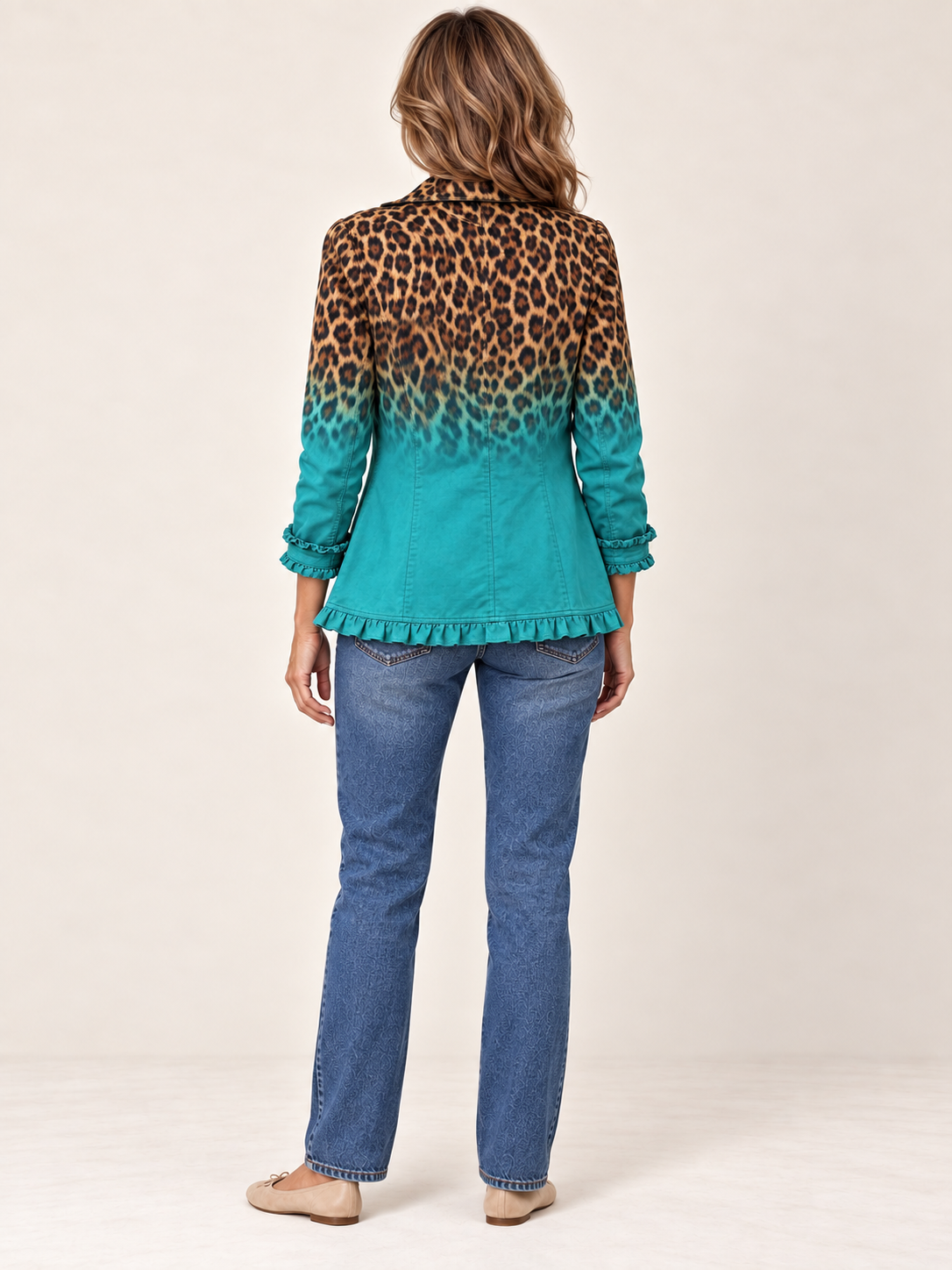 Casandra | Blazer de leopardo degradado con volantes