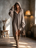 Sophia | Vestido oversize de punto con capucha