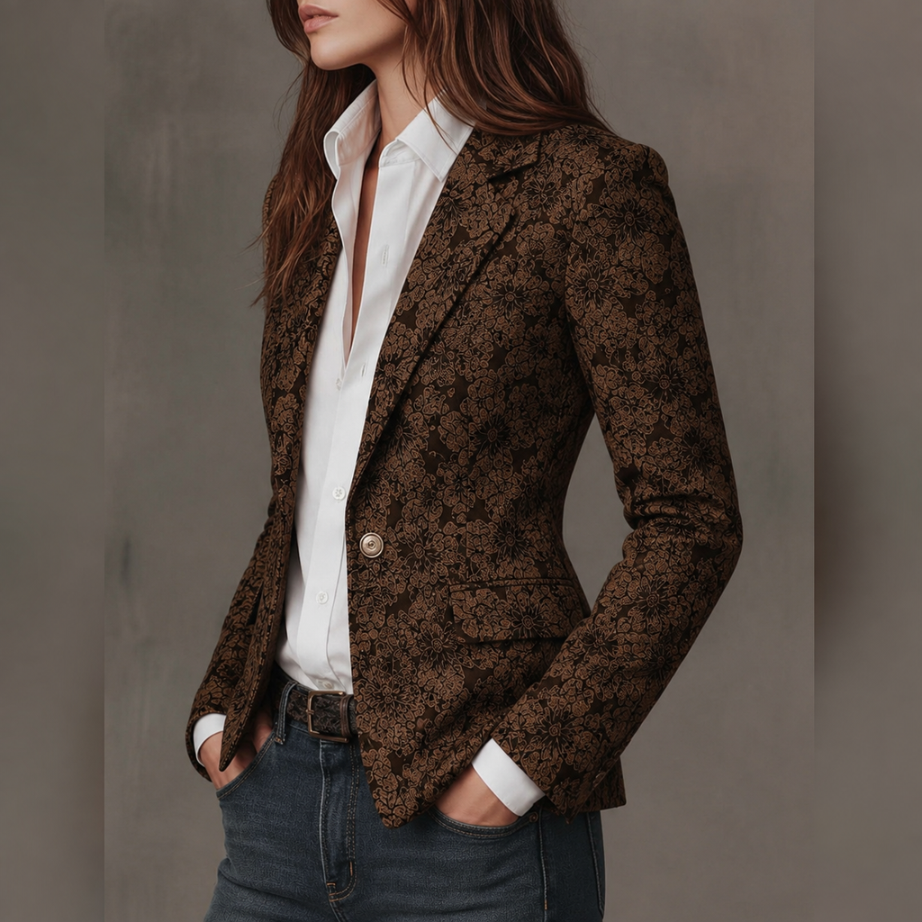 Estela | Blazer entallado de jacquard con motivo de cachemira