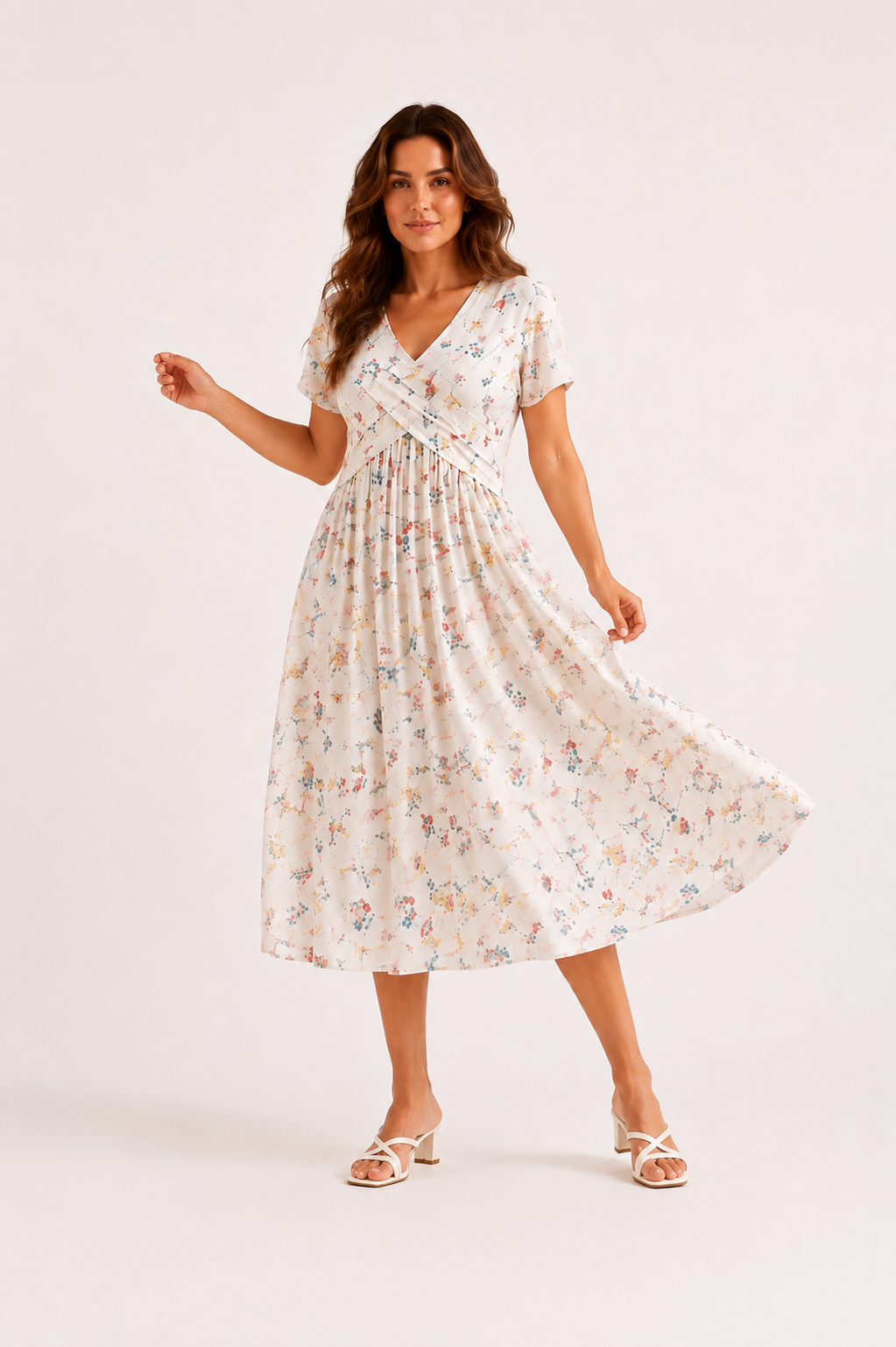 Azalea · Vestido Midi Floral de Cintura Cruzada