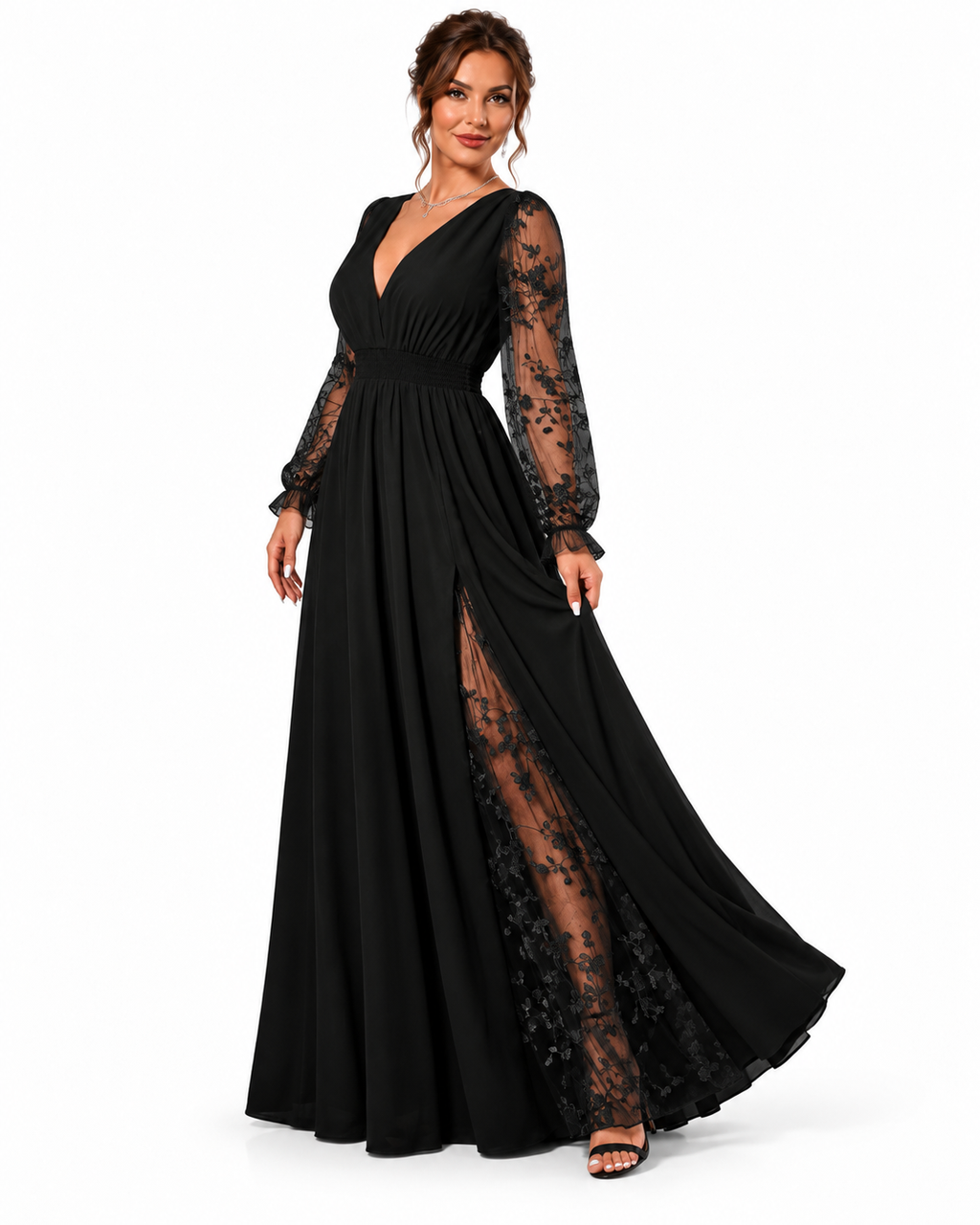 Vestido Celeste – Elegancia Romántica con Encaje