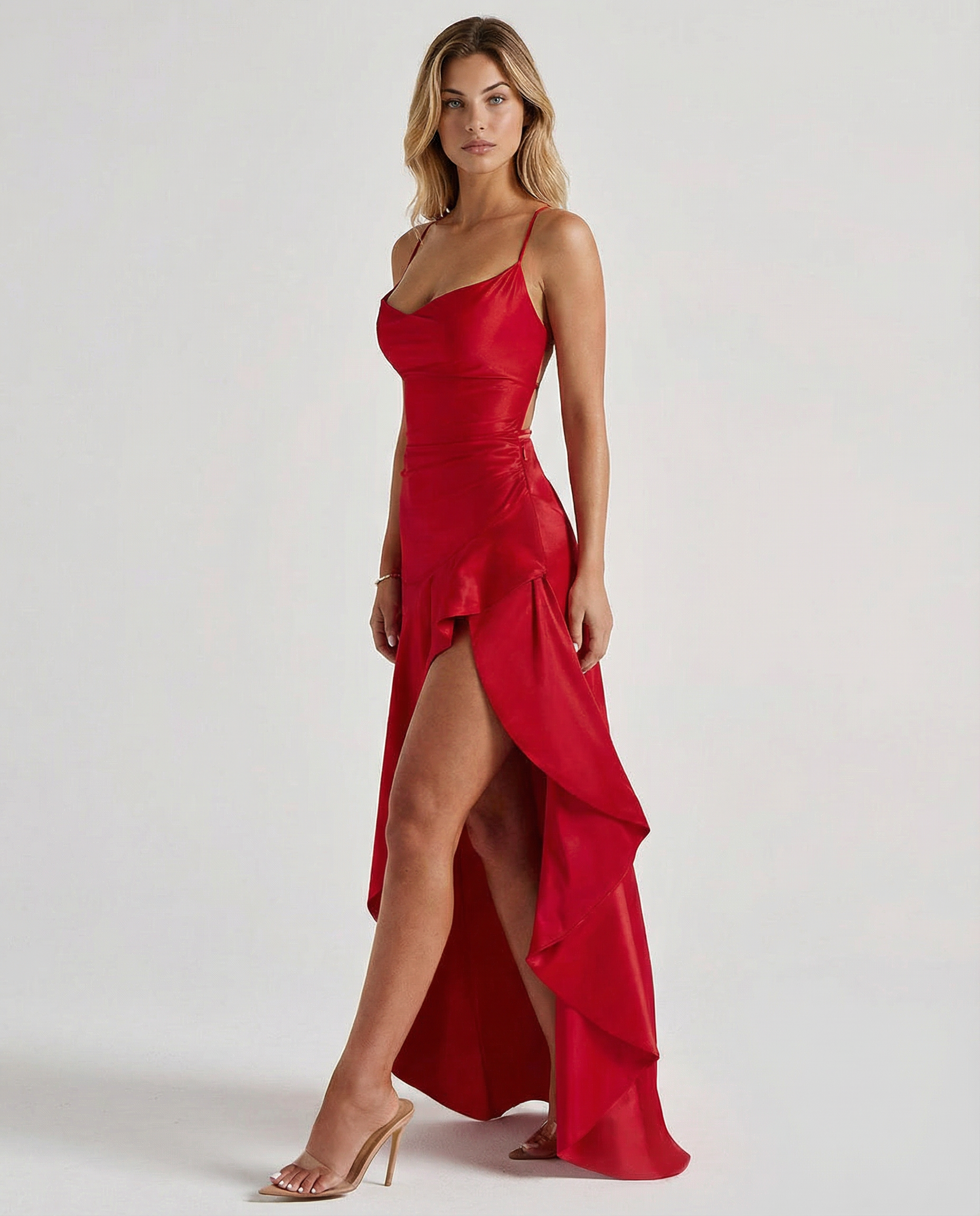Naomi • Vestido Maxi de Satén con Espalda Atada