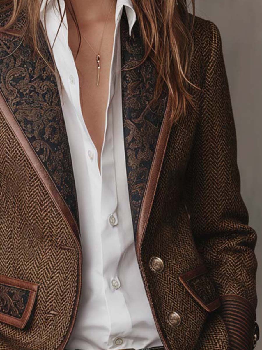 Gisela | Blazer con paneles estampados de espiga