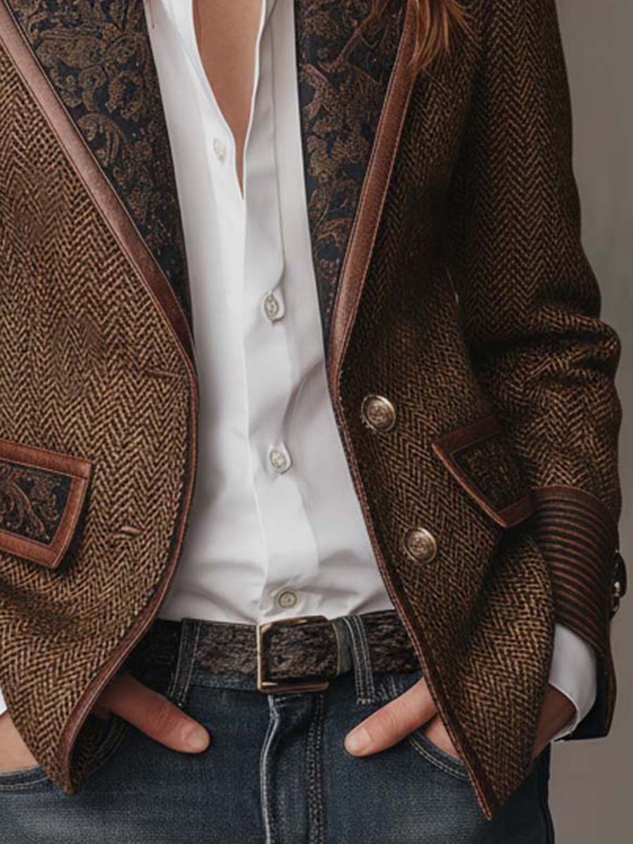 Gisela | Blazer con paneles estampados de espiga
