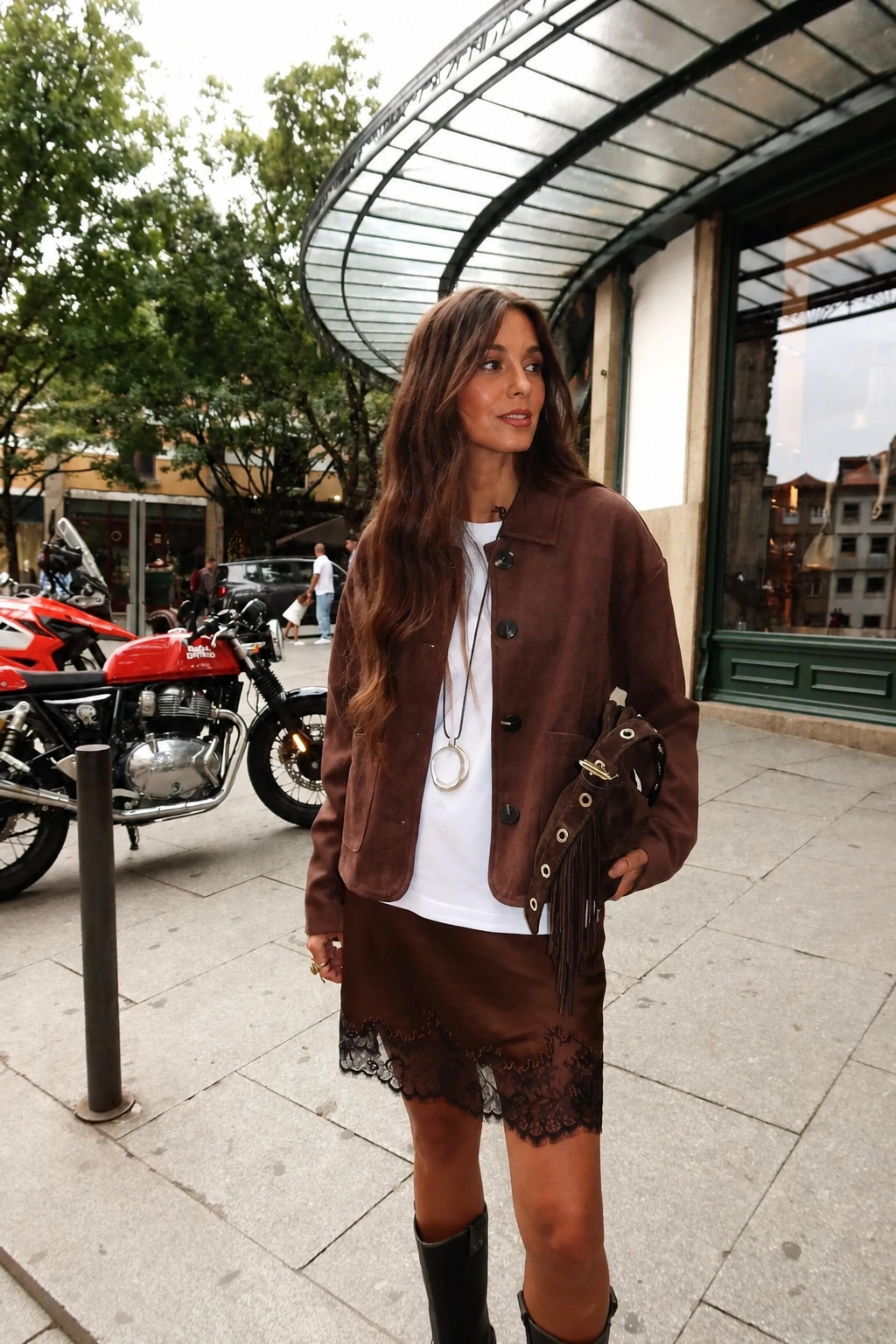 Chaqueta Roma Efecto Ante Chocolate™