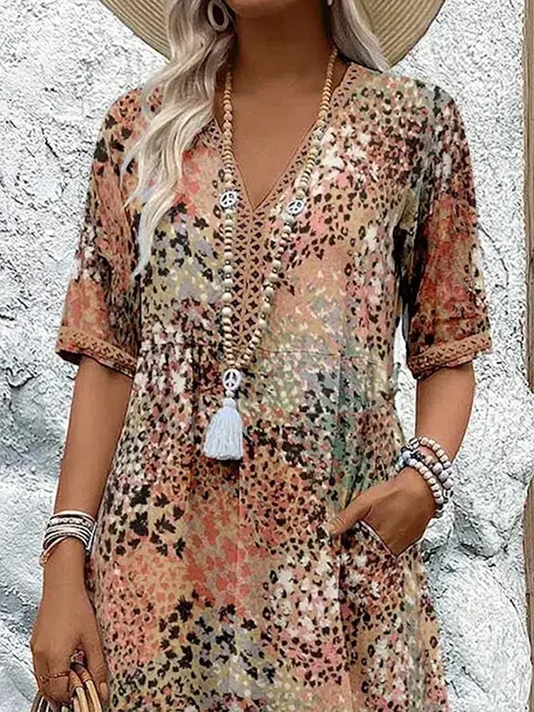 Susana | Vestido midi estampado con bolsillos