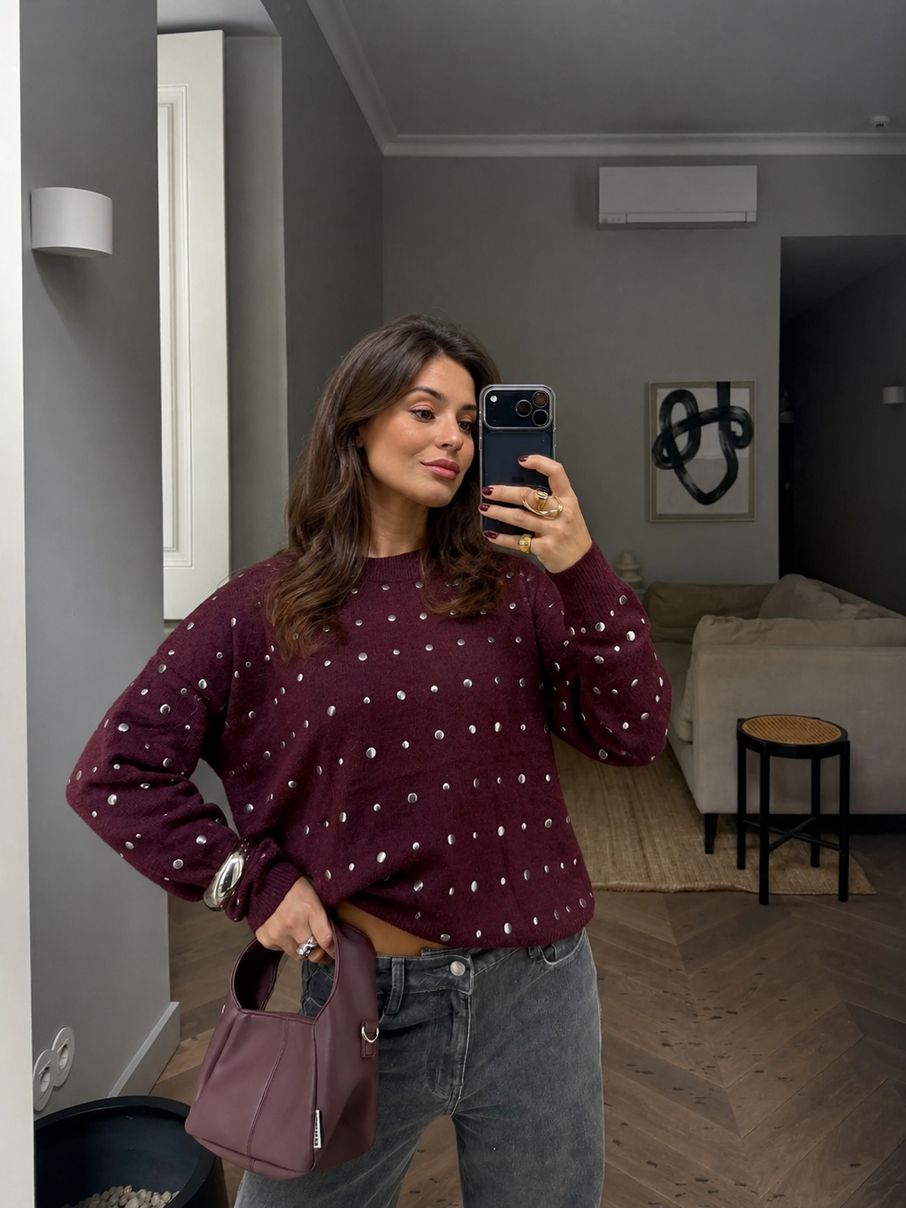 Jersey Amélie Burdeos con Tachuelas™