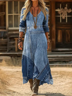 Alejandra | Vestido largo efecto denim