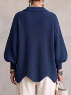 Isadora | Cárdigan oversize con cuello y grandes botones metálicos