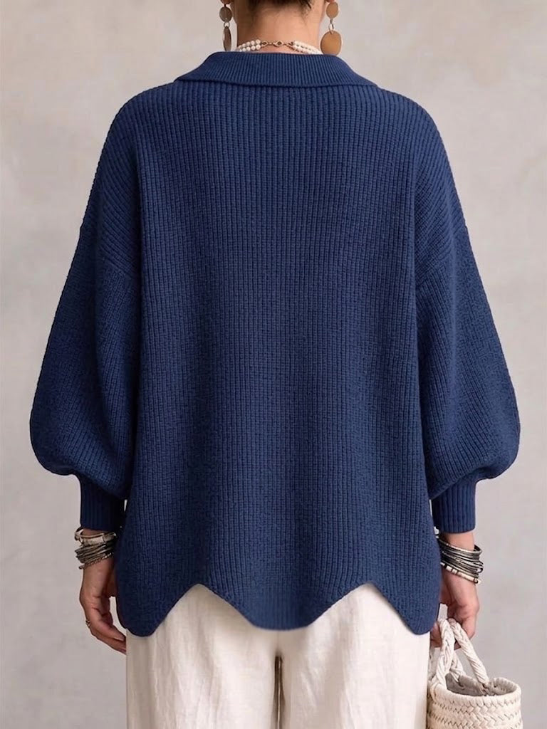 Isadora | Cárdigan oversize con cuello y grandes botones metálicos