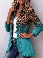 Casandra | Blazer de leopardo degradado con volantes