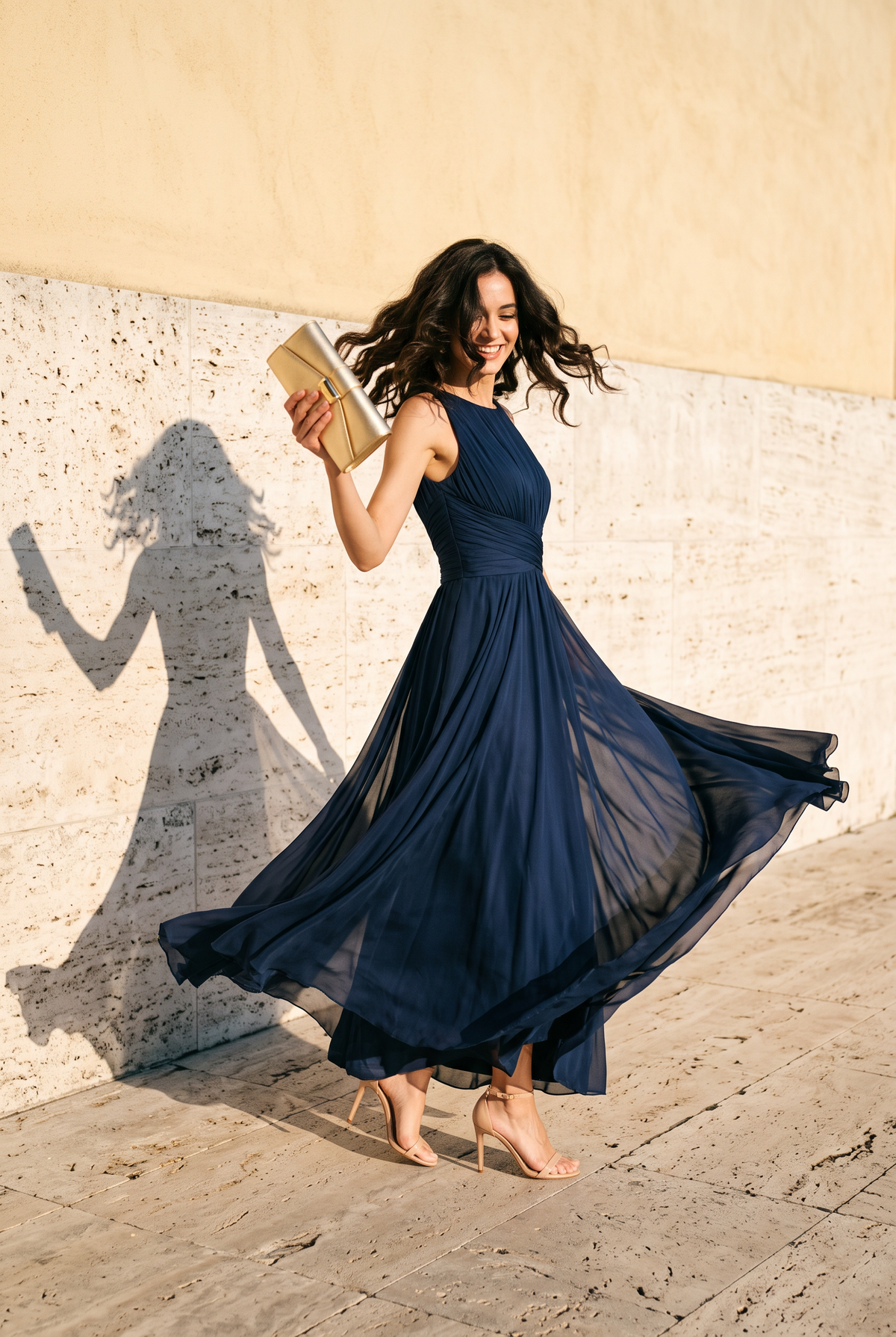 Vestido largo Masarova con detalle drapeado en la cintura