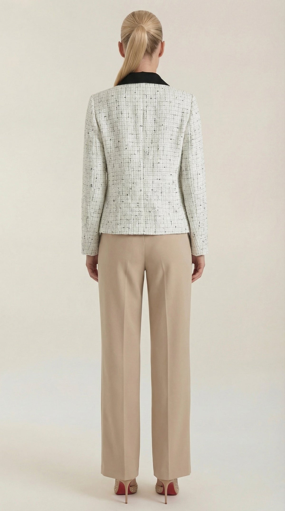 Chaqueta Heidi de tweed con cuello a contraste