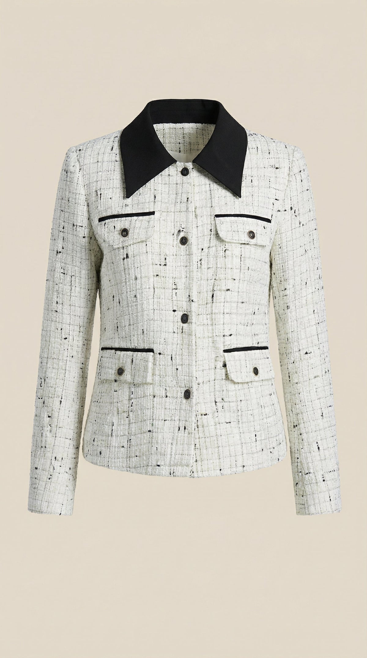 Chaqueta Heidi de tweed con cuello a contraste
