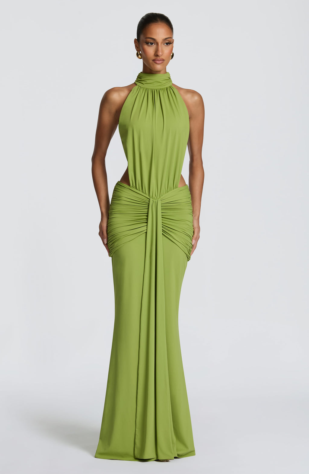 Alba | Vestido largo con espalda descubierta en verde oliva