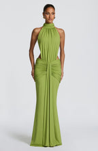 Alba | Vestido largo con espalda descubierta en verde oliva