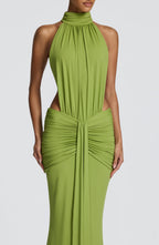 Alba | Vestido largo con espalda descubierta en verde oliva