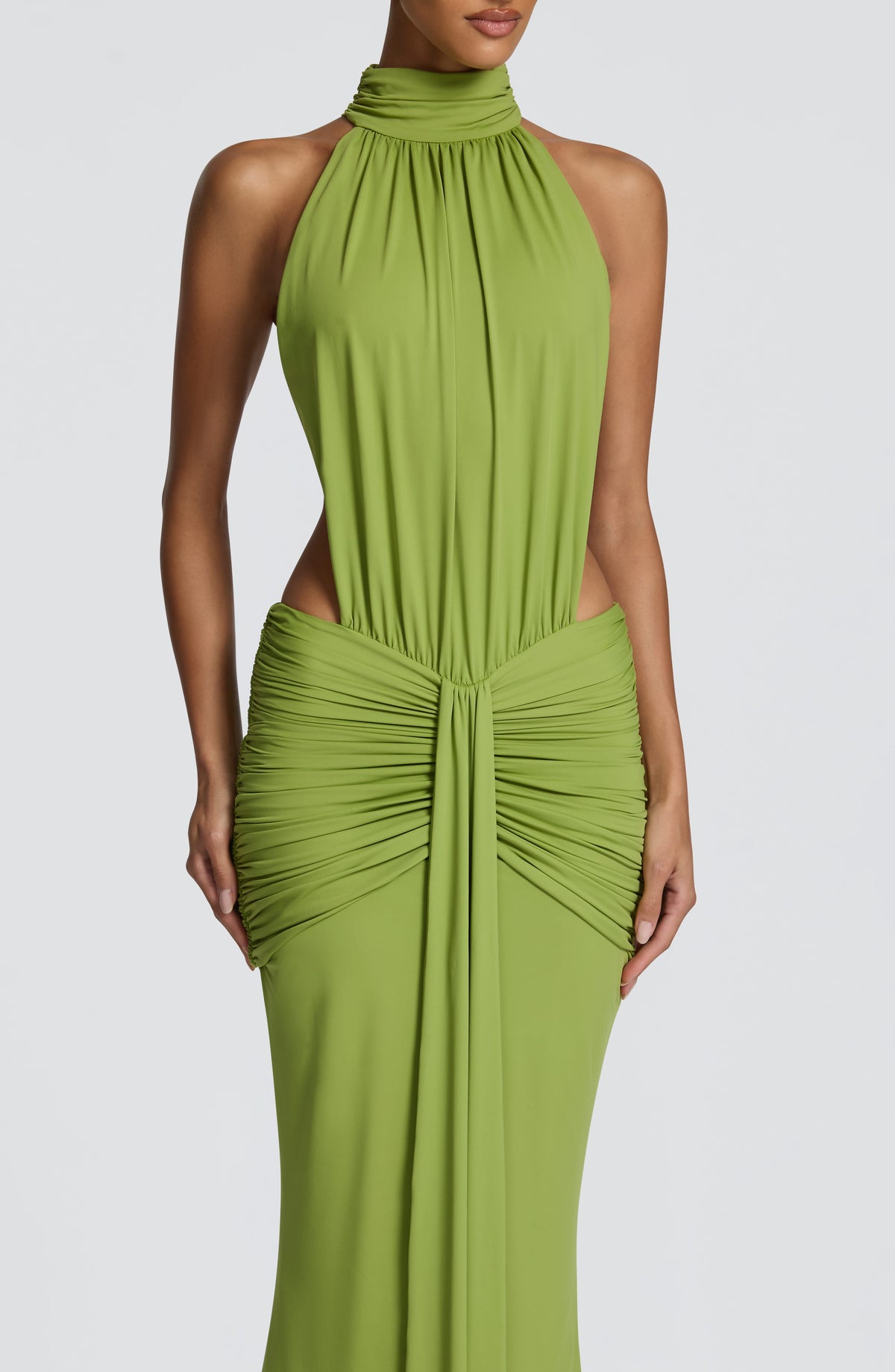 Alba | Vestido largo con espalda descubierta en verde oliva