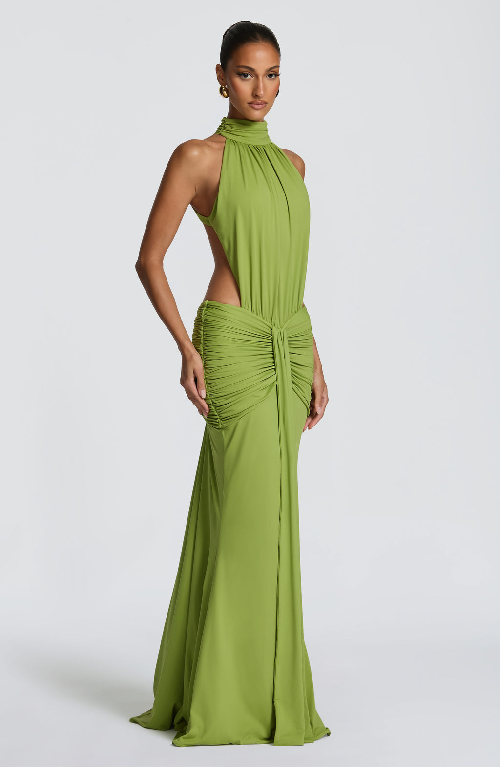 Alba | Vestido largo con espalda descubierta en verde oliva