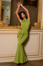 Alba | Vestido largo con espalda descubierta en verde oliva