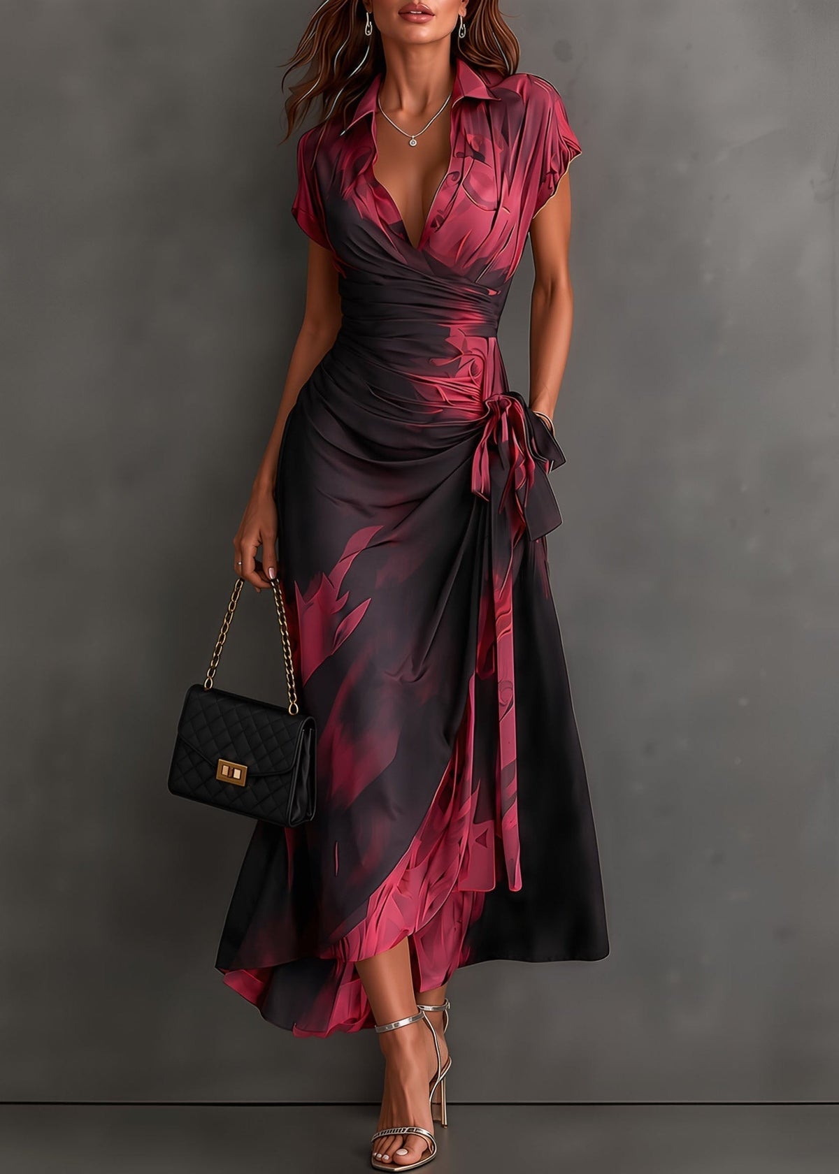 Andréa – Vestido largo cruzado