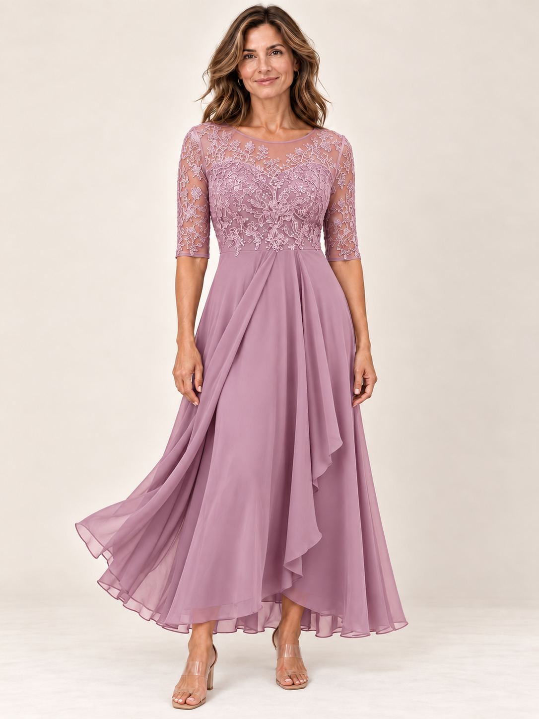 Vestido Rhonda Rosa, vista frontal, Varel Collection