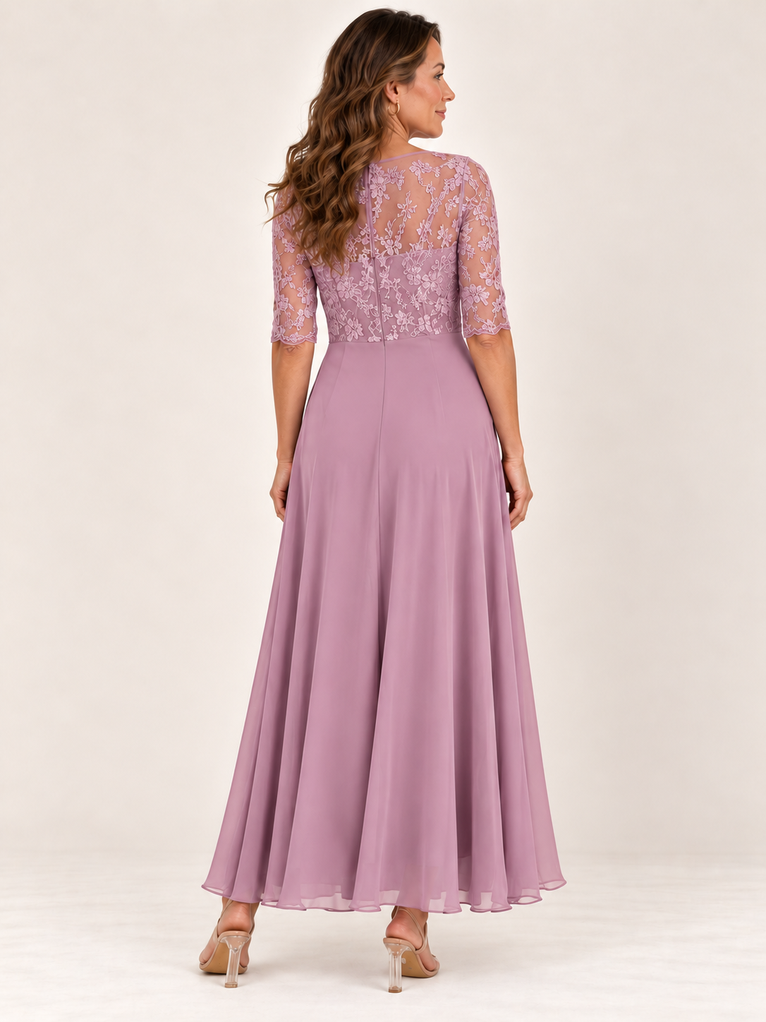 Vestido Rhonda Rosa, vista trasera, Varel Collection