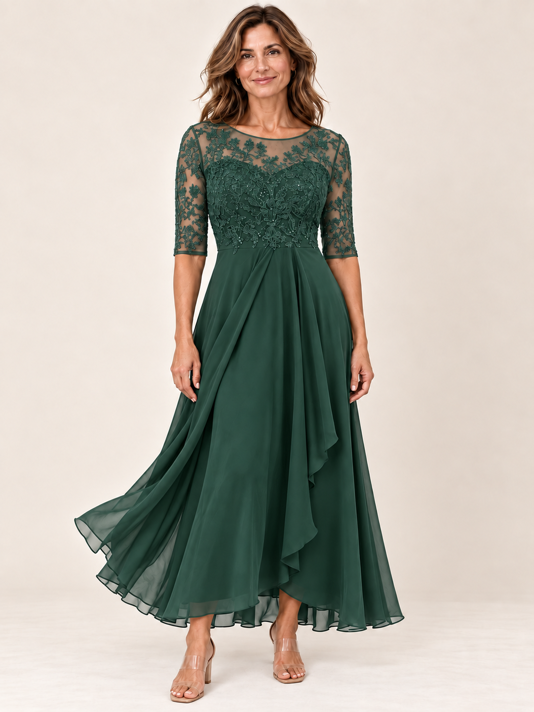 Vestido Rhonda Verde, vista frontal, Varel Collection