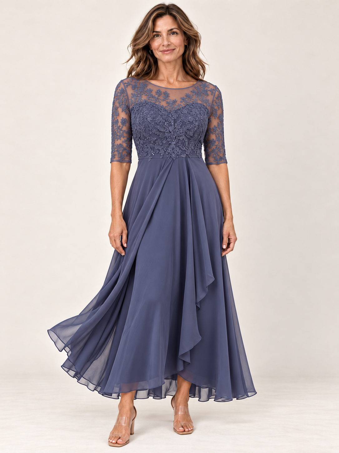 Vestido Rhonda Morado, vista frontal, Varel Collection