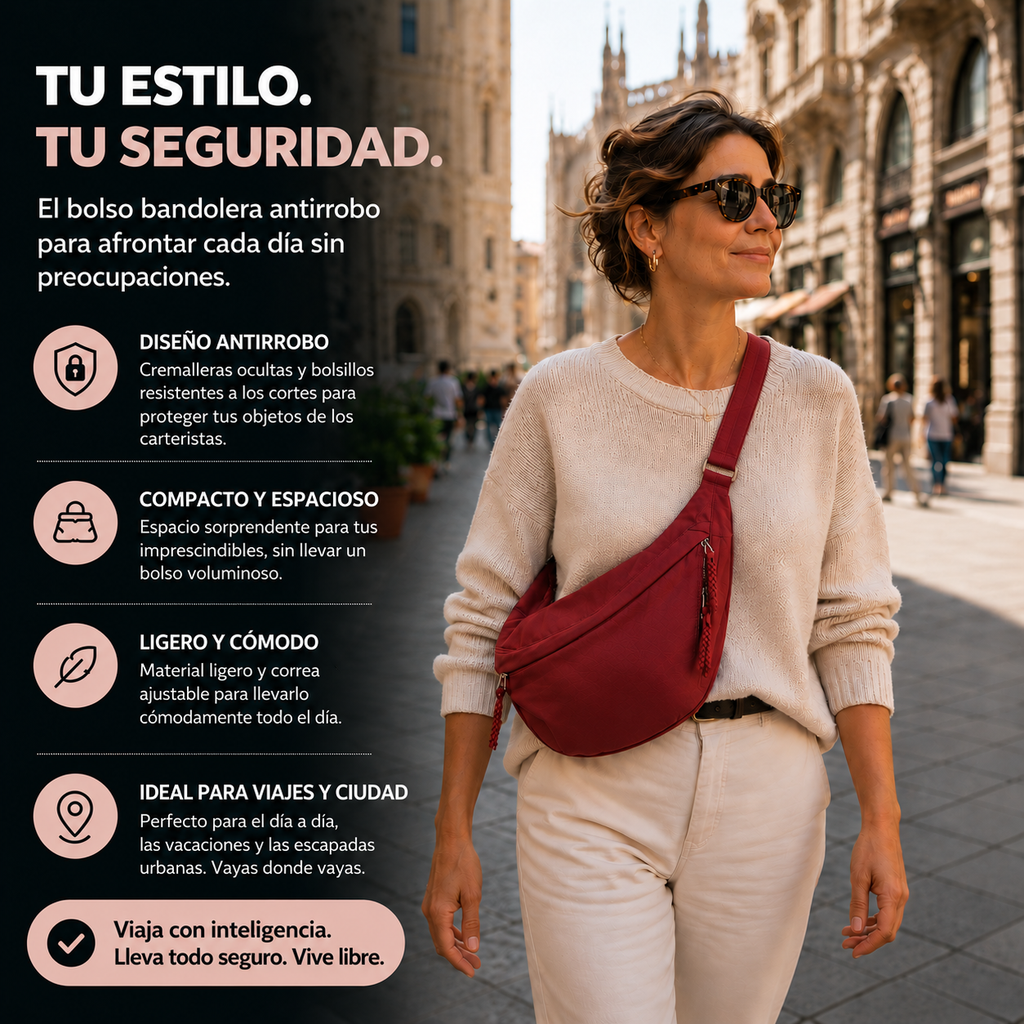 Serafina | Bolso de hombro burdeos — características en español