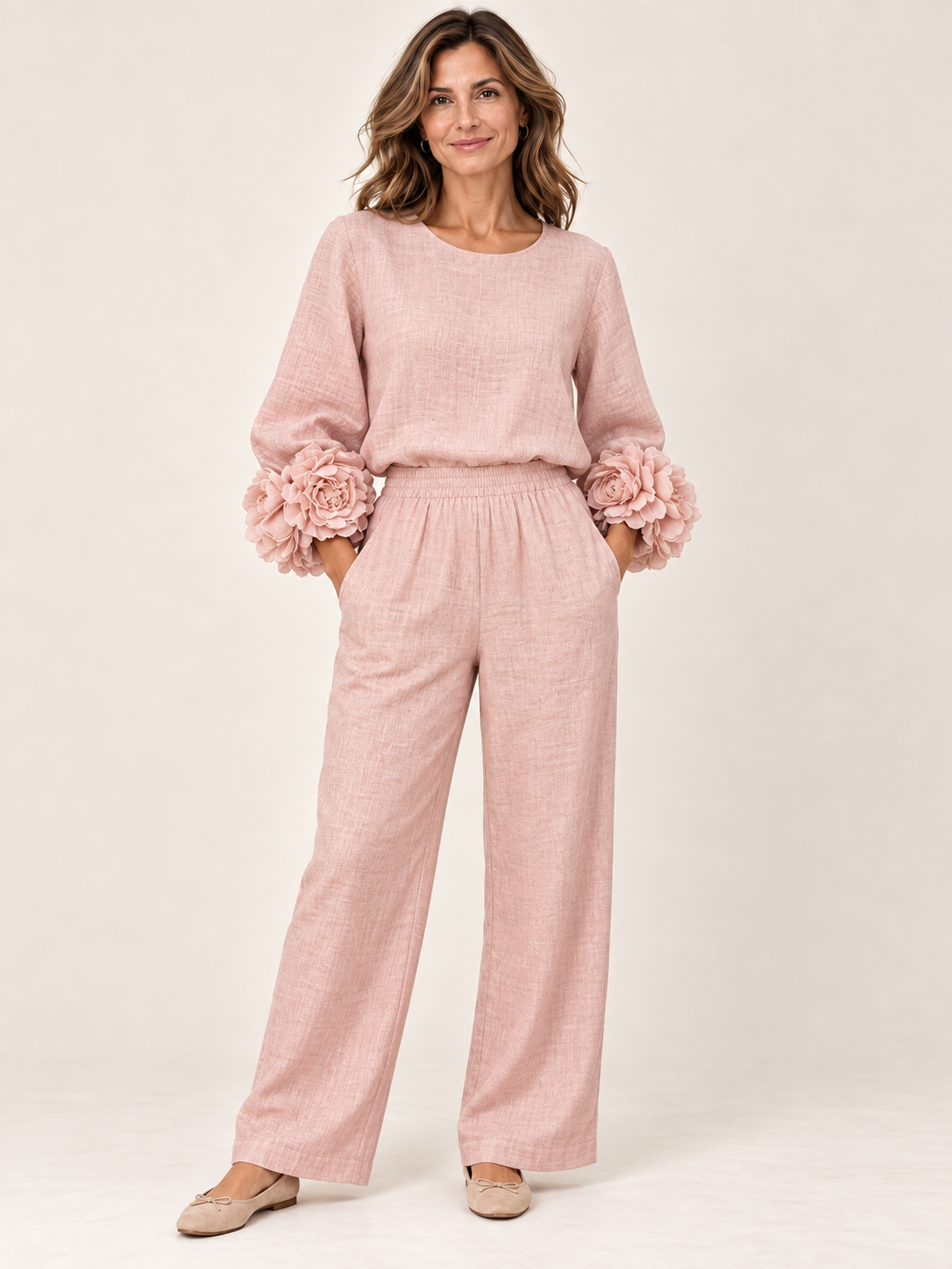 Top con puños florales Rosa — detalle
