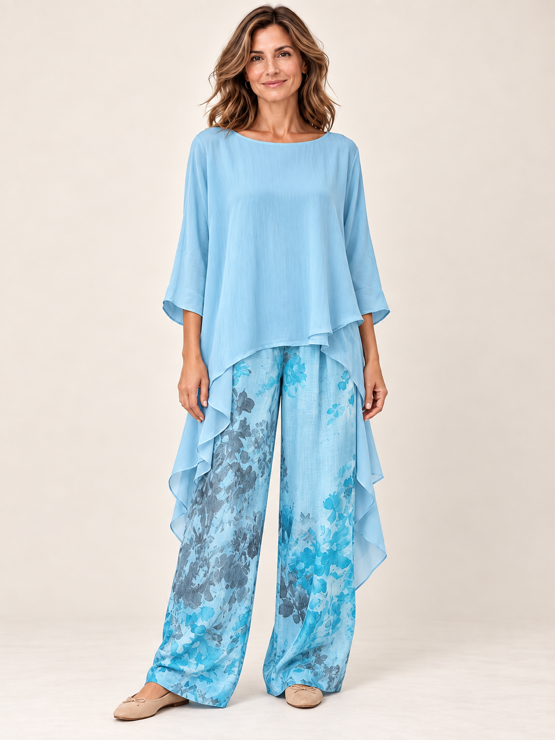 Conjunto fluido asimétrico Azul — frontal